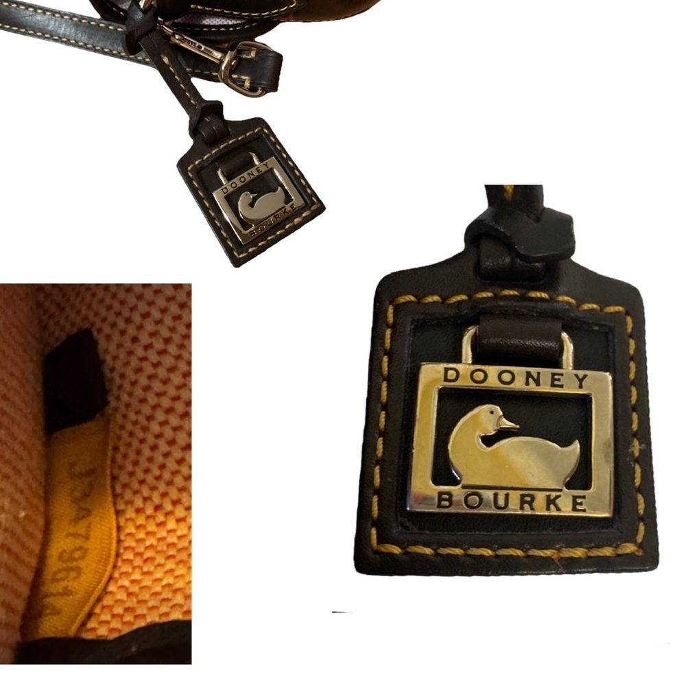🦆Dooney & Bourke Croc- Embossed Leather Brown Cognac Mini Flap Crossbody🦆 - Picture 16 of 17
